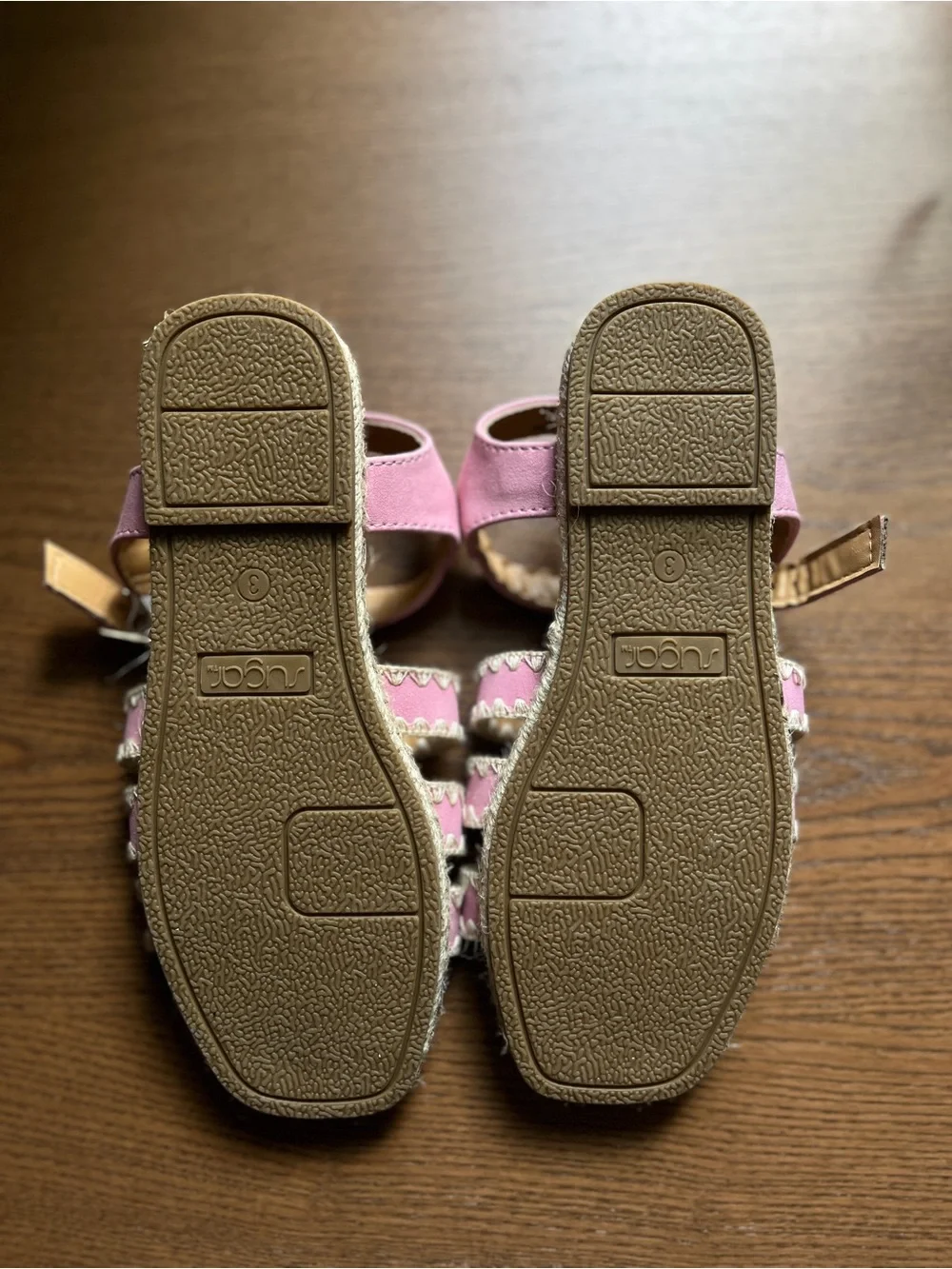Sugar Girls Pink Braided Espadrille Sandals with Buckle